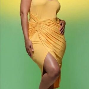 Eloquii Asymmetrical Yellow Dress